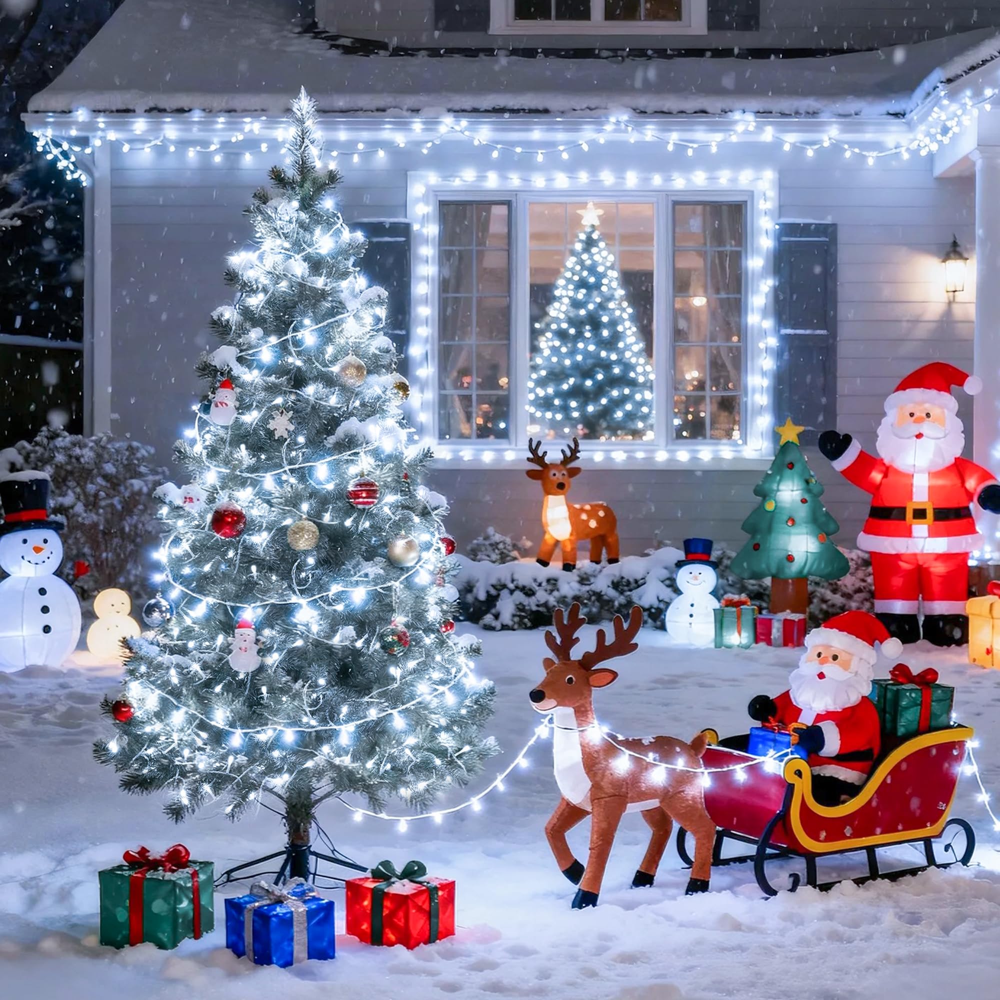 Amazon.com : JMEXSUSS 33ft 100 LED White Christmas Lights, 8 Modes
